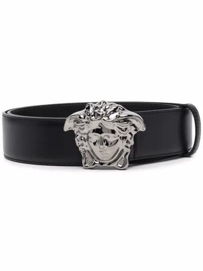 VERSACE BLACK MEDUSA BUCKLE BELT