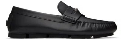 VERSACE BLACK MEDUSA DRIVER LOAFERS 