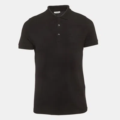 Pre-owned Versace Black Medusa Embossed Cotton Polo T-shirt S