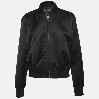 Versace Black Medusa Embroidered Satin Bomber Jacket