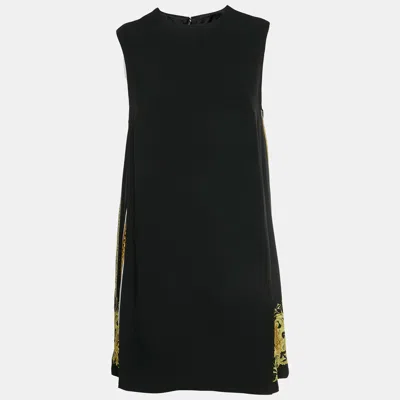 Versace Black Medusa Head Print Crepe And Satin Mini Dress