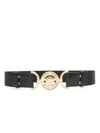 Versace Medusa Head-buckle Elastic Belt In Black