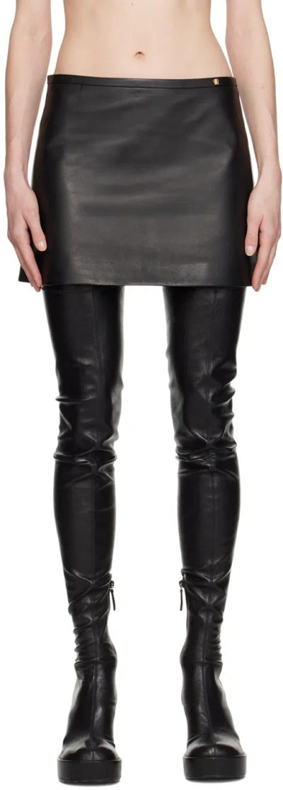 Versace Leather Mini Skirt In 1b000 Black