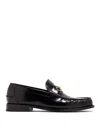 Versace Horsebit-embellished Patent-leather Loafers In Black
