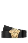 Versace La Medusa Leather Belt Man Belt Black Size 39.5 Calfskin In Black
