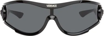 Versace Black Medusa Medallion Shield Sunglasses In 536087