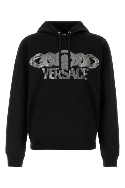 VERSACE BLACK LOGO PRINT SWEATSHIRT