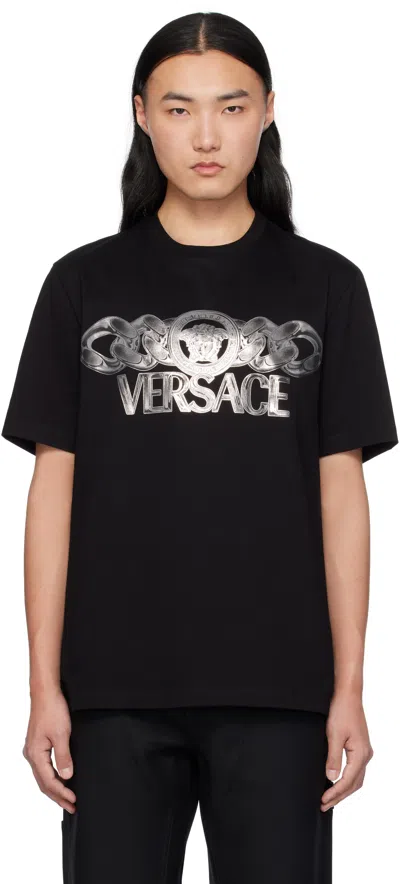 VERSACE BLACK MEDUSA ON CHAIN T-SHIRT