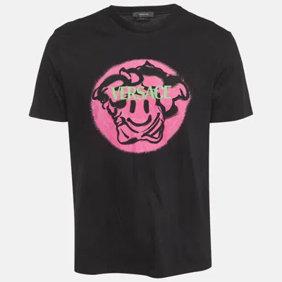 Pre-owned Versace Black Medusa Smiley Print Jersey Graphic T-shirt M