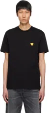 Versace Medusa Embroidered Black Cotton Jersey T-shirt In Black