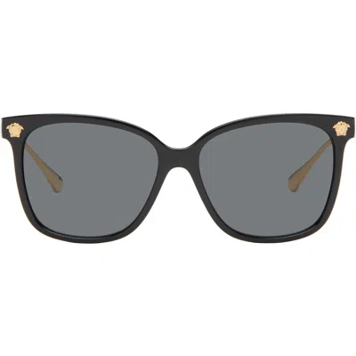Versace Black Medusa Wide Sunglasses In Orange