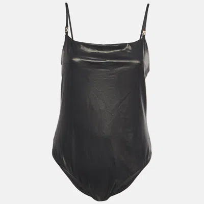 Pre-owned Versace Black Metallic Effect Jersey One-piece Swimsuit Xl