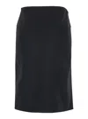 Versace Black Midi Skirt With Side Slit In Stretch Wool Woman In Black