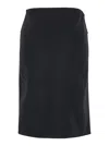 Versace Black Midi Skirt With Side Slit In Stretch Wool Woman In Black