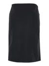 Versace Black Midi Skirt With Side Slit In Stretch Wool Woman In Black