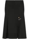 Versace Black Midi Skirt With Two Pin Details