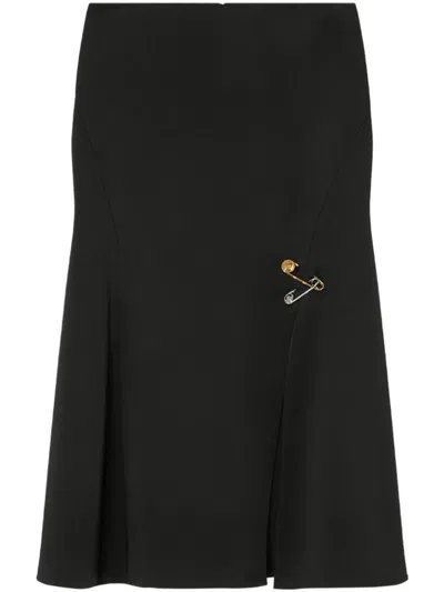 Versace Black Midi Skirt With Two Pin Details