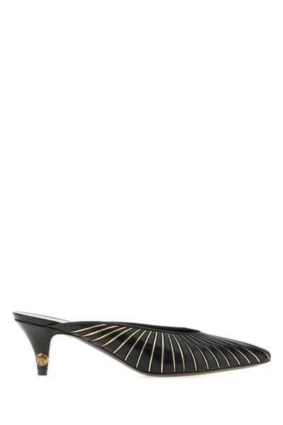 Versace Black Mini Flat Nappa Leather Sneaker For Women