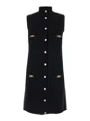 Versace Black Mini Sleeveless Dress With Medusa Detail In Knit Woman