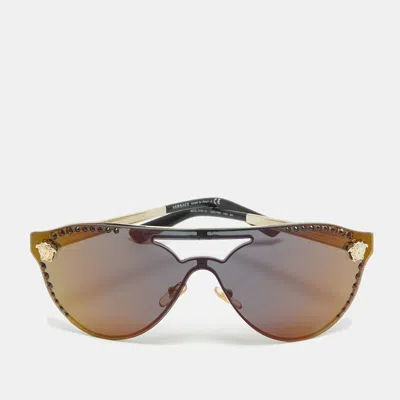 Pre-owned Versace Black Mod 2161-b Glam Medusa Cat Eye Sunglasses