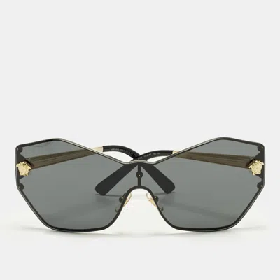 Pre-owned Versace Black Mod 2182 Medusa Shield Sunglasses