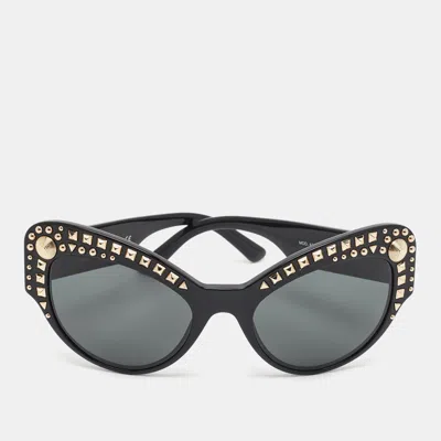 Pre-owned Versace Black Mod 4269 Studded Cat Eye Sunglasses