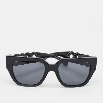 Pre-owned Versace Black Mod 4409 Icon Medusa Square Sunglasses