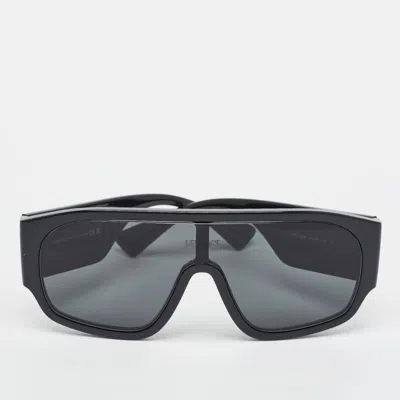 Pre-owned Versace Black Mod 4439 Logo Shield Sunglasses