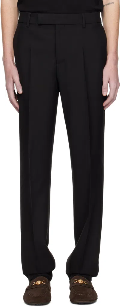 Versace Black Mohair-blend Formal Trousers In 1b000-black 1b000