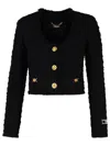 Versace Short Tweed Heritage Jacket In Black