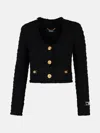 Versace Short Tweed Heritage Jacket In Black