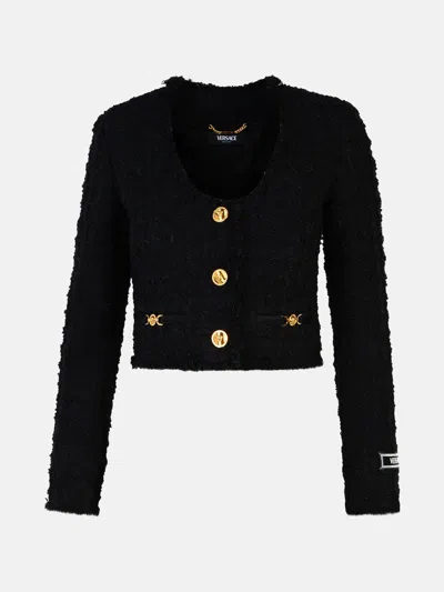 VERSACE BLACK MOHAIR BLEND JACKET