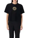 Versace Cropped "medusa" T-shirt In Black