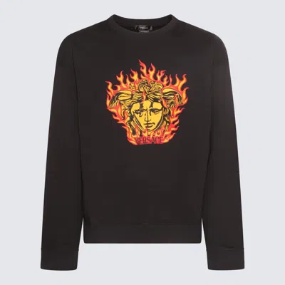 Versace Black Multicolour Cotton  Medusa Flame Sweatshirt