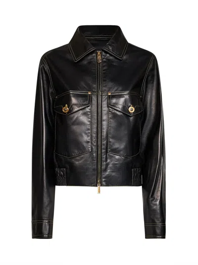 Versace Black Nappa Leather Blouson