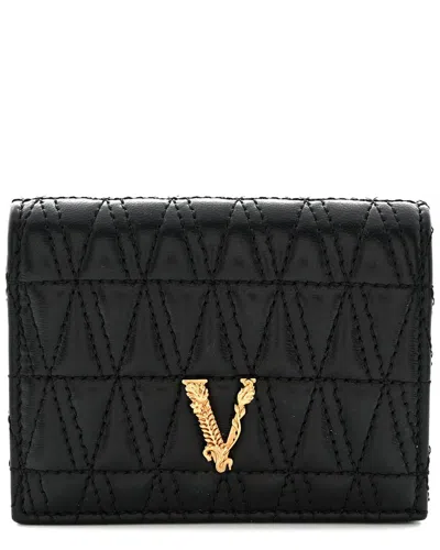 Versace Black Nappa Leather Quilted Virtus Bifold Wallet (authentic Pre-loved)