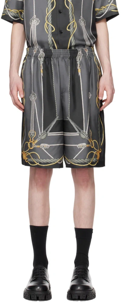 Versace Black Nautical Shorts In 5b000 Nero+oro