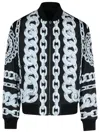 Versace Reversible Padded Printed Shell Bomber Jacket In Black