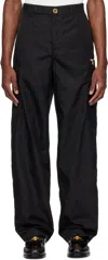 Versace Black Nylon Cargo Pants In Black