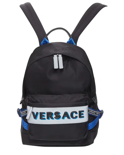 Pre-owned Versace Black Nylon Greca Strap Backpack, Never Carried (authentic Pre-loved)