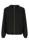 Versace Nylon Jacket With Hood And Elastic Cuffs In Black