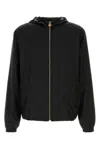 Versace Nylon Jacket With Hood And Elastic Cuffs In Black