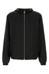 Versace Nylon Jacket With Hood And Elastic Cuffs In Black