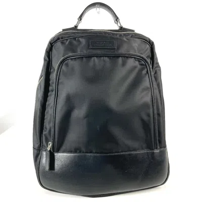 Pre-owned Versace Black Nylon Leather Backpack Handbag ()