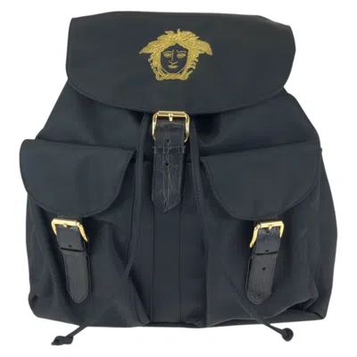 Pre-owned Versace Black Nylon Leather Backpack ()