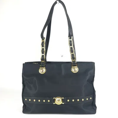 Pre-owned Versace Black Nylon Leather Shoulder Bag Tote Bag ()