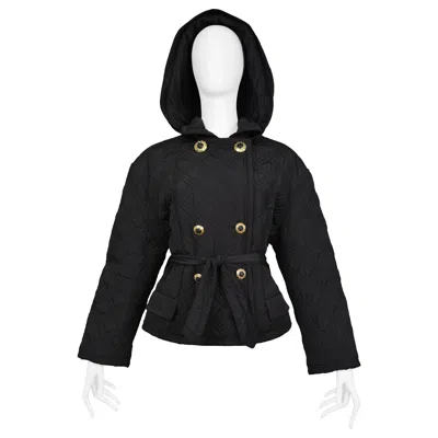 Pre-owned Versace Black Nylon Quilted Jacket With Hood