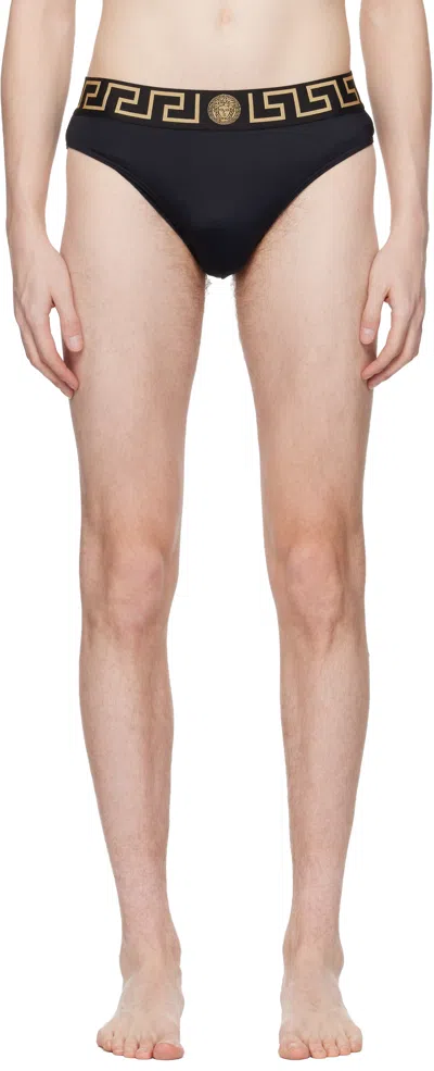 Versace Black Nylon-blend Swim Briefs