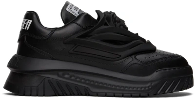 Versace Odissea Leather Low-top Sneakers In Black