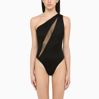 VERSACE BLACK ONE-PIECE COSTUME WITH CUT